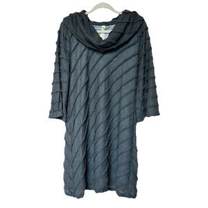 Uncle Frank Dress Med Shift Midi Cowl Neck Artsy Asymmetrical Gray Lined Career